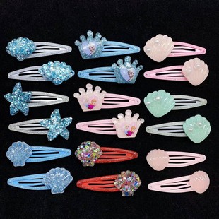 Pink Blue Pearl Sea Shell girl children's BB clip hairpin hairpin pair clip cute animal jewelry drop clip