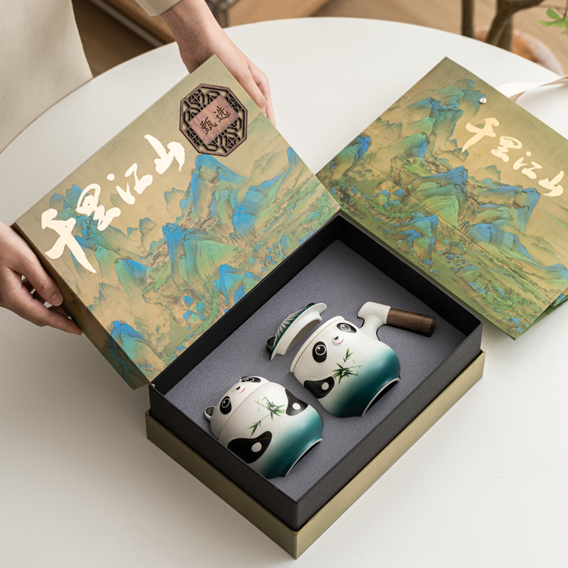 Taza de panda cultural y creativa de la marea nacional Taza de cerámica Taza de té Taza de café Taza de filtro Nombre tallado Taza de apellido LOGO al por mayor