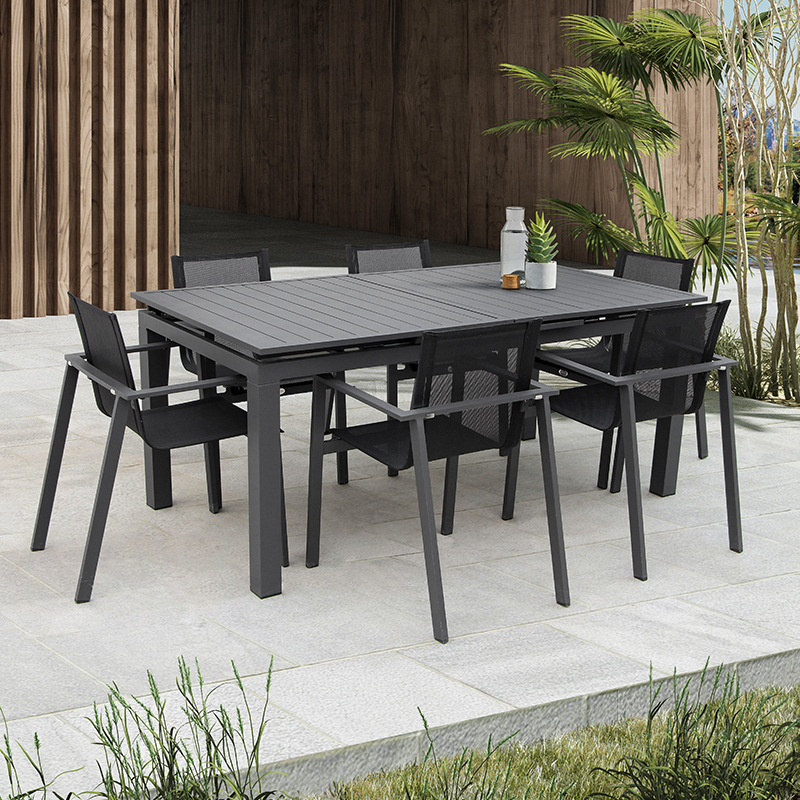 Youlan Outdoor Courtyard Outdoor Garden Dining Table and Chair Combination Aluminum Alloy Stretch Leisure Balcony Simple Outside Table and Chair