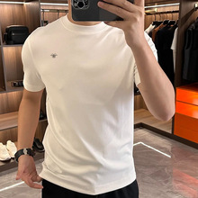 2025秋冬新款男士时尚休闲净版百搭短袖简约修身纯色圆领T恤半袖