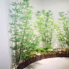 清仓仿真竹子装饰假隔断挡墙屏风塑料室内绿植物