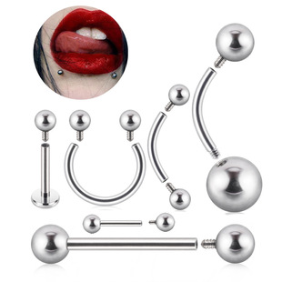 Cross-border e-commerce new stainless steel internal teeth eyebrow nail puncture internal thread lip nail ear studs navel nail tongue nail basic parts