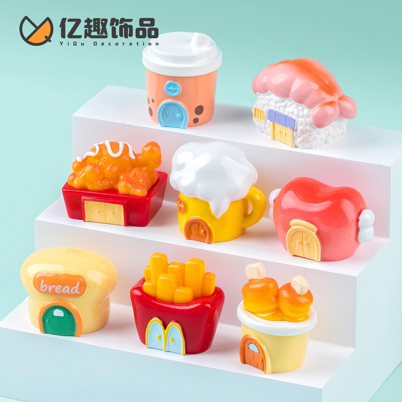 Creative Bar Milk Tea Shop Gourmet Series Hut DIY Decoration Blind Bag Hanging Accessories Car Desktop Small Ornaments