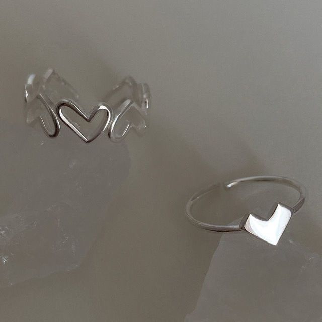 Heart-shaped Ring Set For Women, Stylish Open Design Designer Rings_voghion.com