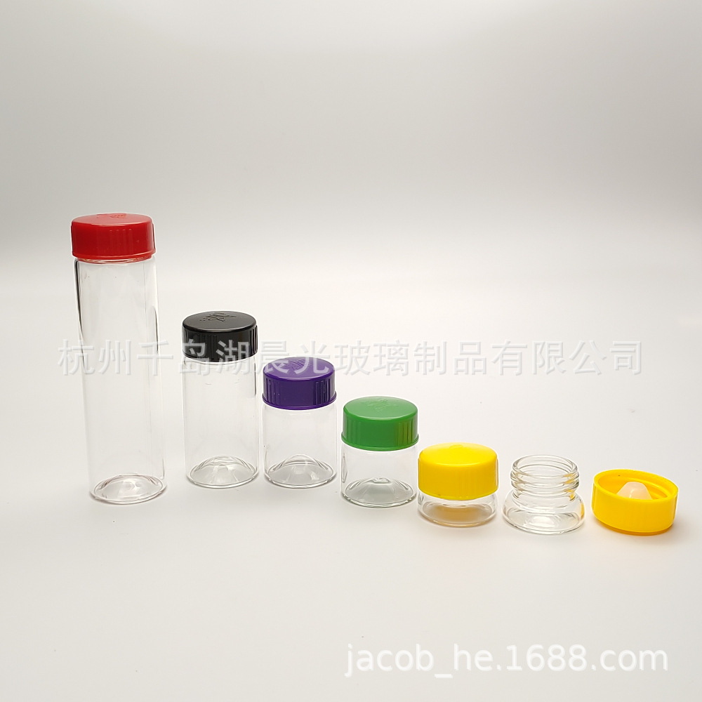 【厂家现模】凹底玻璃瓶配蝴蝶盖塑料盖宽口玻璃瓶精油瓶