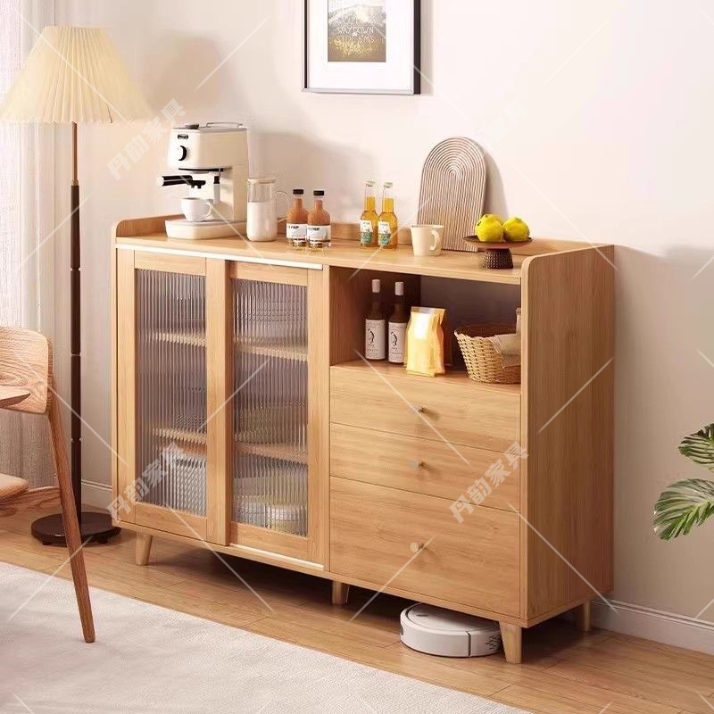 Japanese-Style Sideboard Against the Wall, Integrated Solid Wood Color Living Room Tea Cabinet, Kitchen Storage Cabinet, Organizer Cabinet, Storage Cabinet
