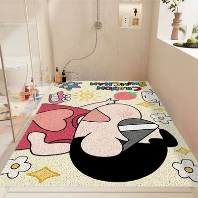 Avtomobil döşəmə paspasları — Non-Slip Mat for Bathroom Entrance, Waterproof - sunglasses-shin-chan-4060cm-bathroom-wire-circle