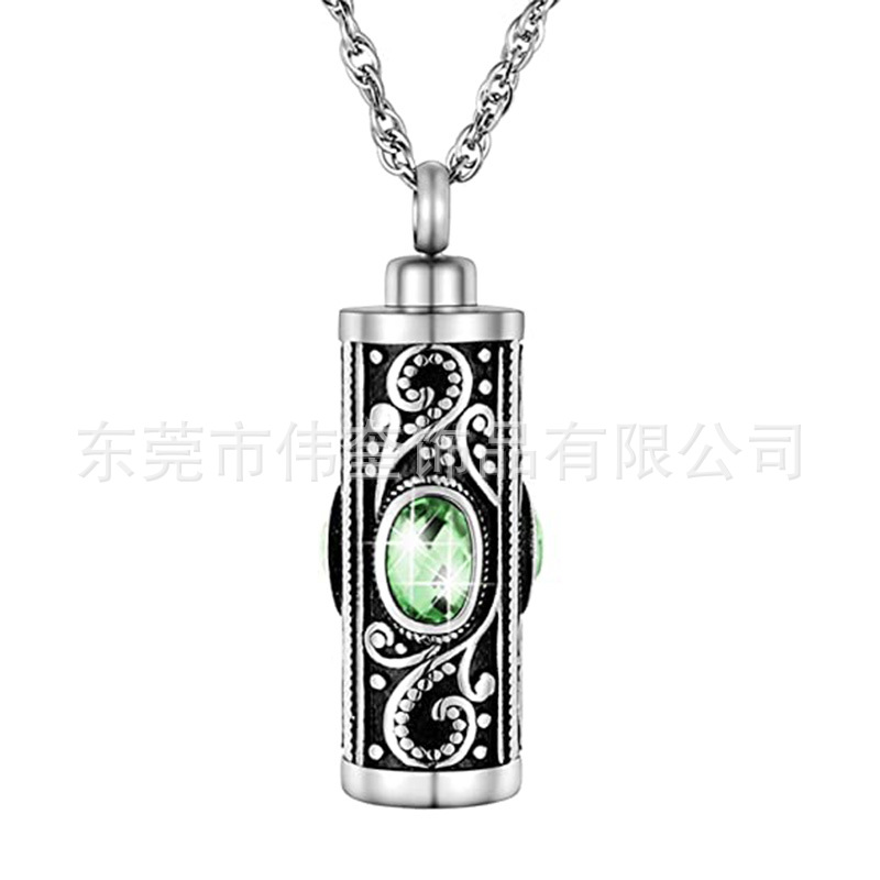 Colgante de collar de ataúd cinerario de doce colores de acero inoxidable se puede abrir collar de acero de titanio de diseño cilíndrico de moda de ceniza de hueso