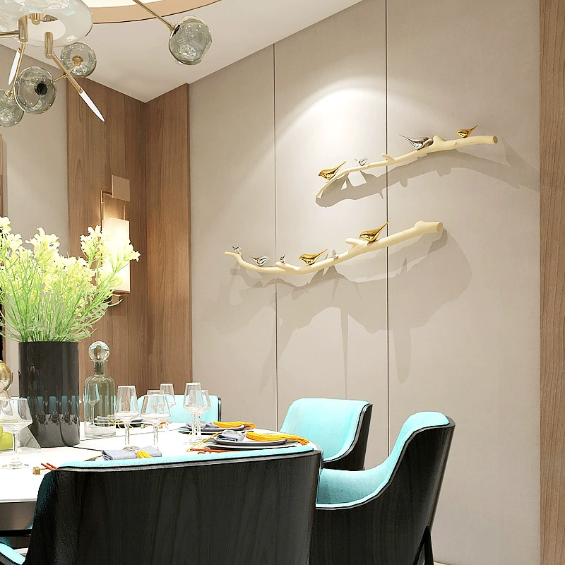 3D Wall Branch Decor, Bird-Accent Metal Pendants, Modern Living Room Sculpture, 0.7–0.9 m