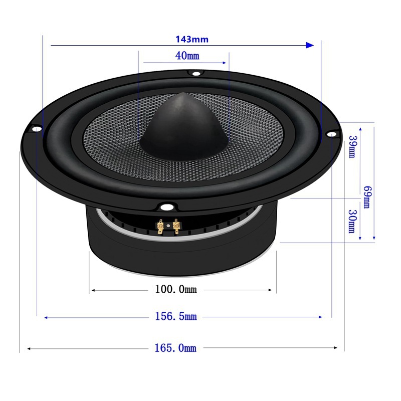 Jinggeyuan 6.5 インチ 8 オーム 30/50 ワット低音カーオーディオカーボンファイバー弾丸ラウンドスピーカースピーカー|undefined