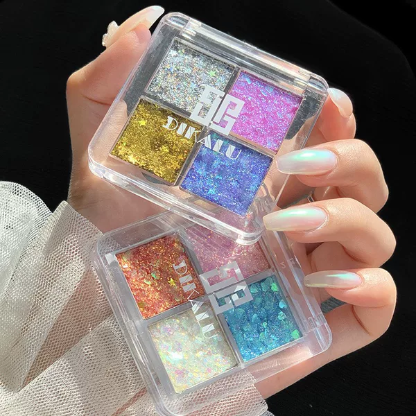 DIKALU Dika sequins eye shadow cream 4 color shiny glitter powder pearlescent wet eye shadow plate cross-border trade makeup