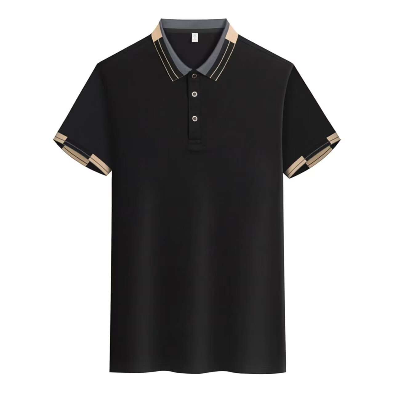 Camisas de verano de manga corta polo con cuello de color pesado con cuentas solona con collar de tela impresa personalizada logotipo