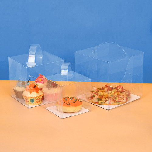 White cardboard holder PET plastic portable cake biscuit candy baking chocolate snowflake crisp transparent box