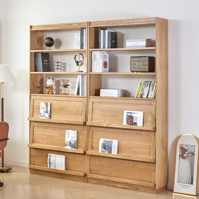 Nordic Cherry Wood Cong Mountain Bookcase Combination Solid Wood Bookshelf Floor-Standing Children's Picture Book Rack Living Room Study Full Wall