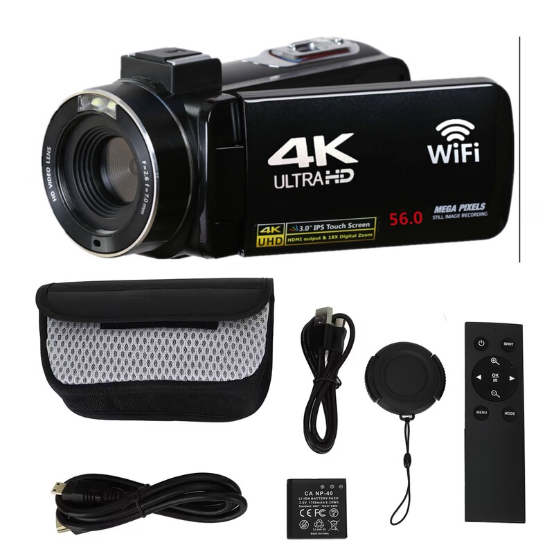 Cross Border Product 4K Camera 56MP HD Digital Camera Wifi With Microphone Touch Screen HD4KS-56M