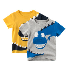 27kids Children's Short Sleeve T-Shirt Wholesale, Korean Style Children's Summer Clothing for Baby Boys, Dinosaur Cartoon, Dropshipping One Piece