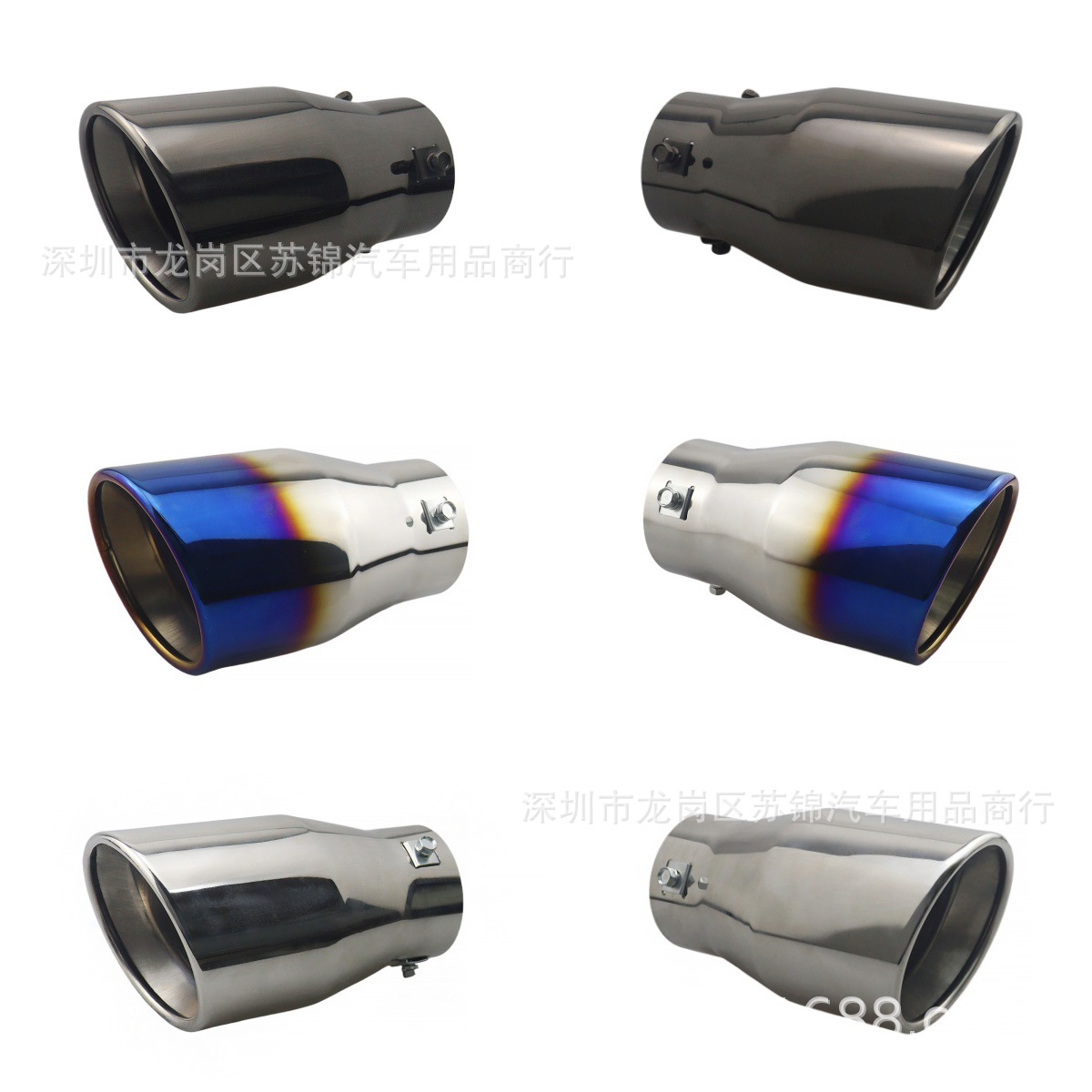 Car Modification Large-Diameter Tailpipe 76mm Interface Stainless Steel Exhaust Pipe Double-Layer Thickened Silencer Angled Tailpipe