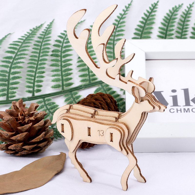 Nuevo tipo de venta caliente para niños de educación temprana DIY hecha a mano 3D animales tridimensionales de montaje de juguetes de madera