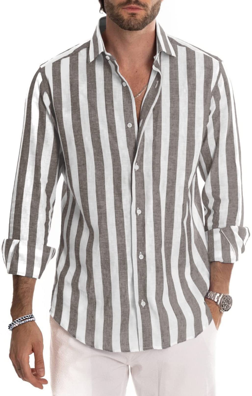 Men's Stripe Blouse Men's Clothing display picture 5