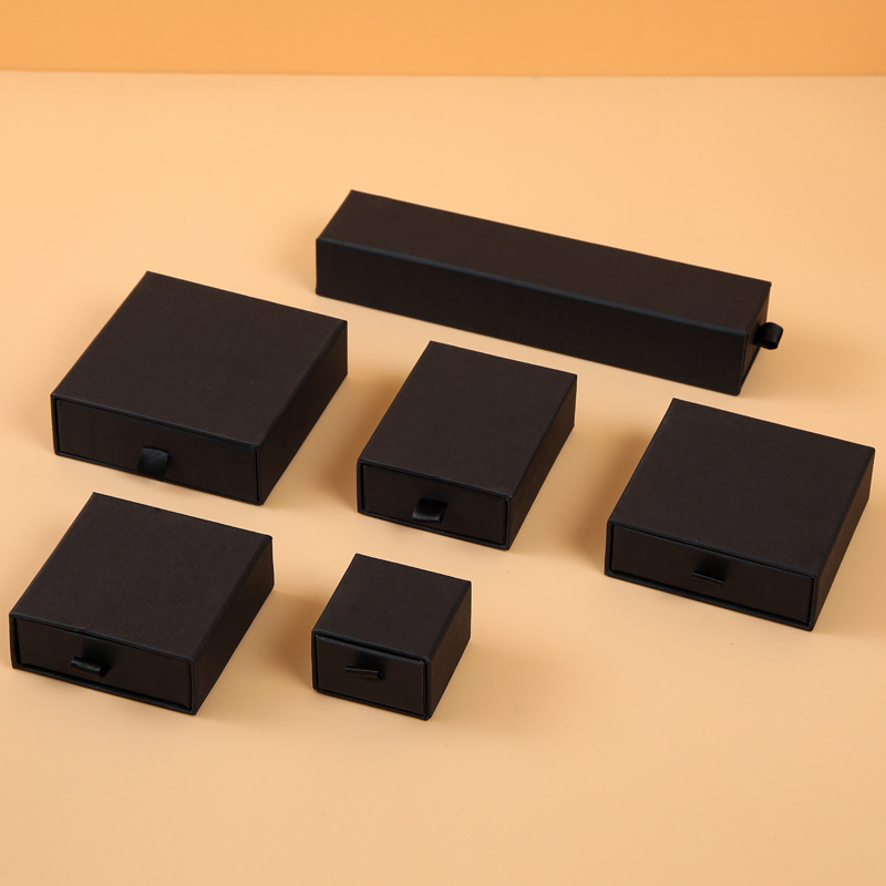 Caja de joyería tipo cajón personalizable con espacio para anillos, pulseras, pendientes y collares