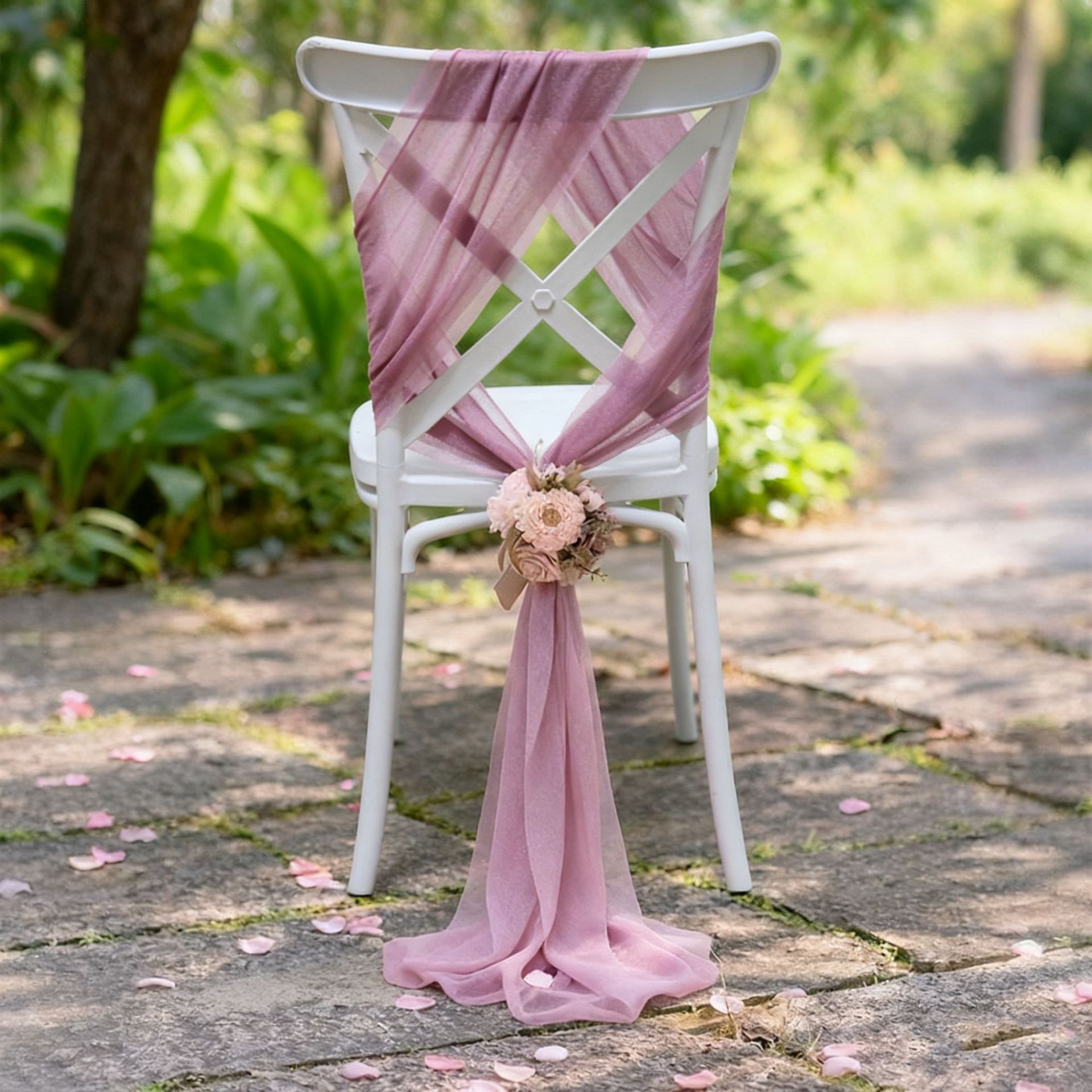 Sillas de belleza de tela cortina decoración de bodas de hotel cubierta de sillas de seda de bodas de chiffon correa