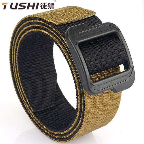 Metal-free security check Japanese buckle work belt, quick-drying outdoor training belt, men's double-layer nylon trouser belt