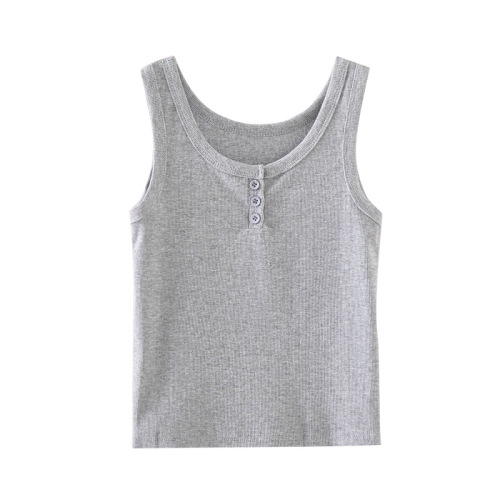 Summer new style small vest for women with buttons, thin slim fit, solid color Korean style sleeveless top wholesale