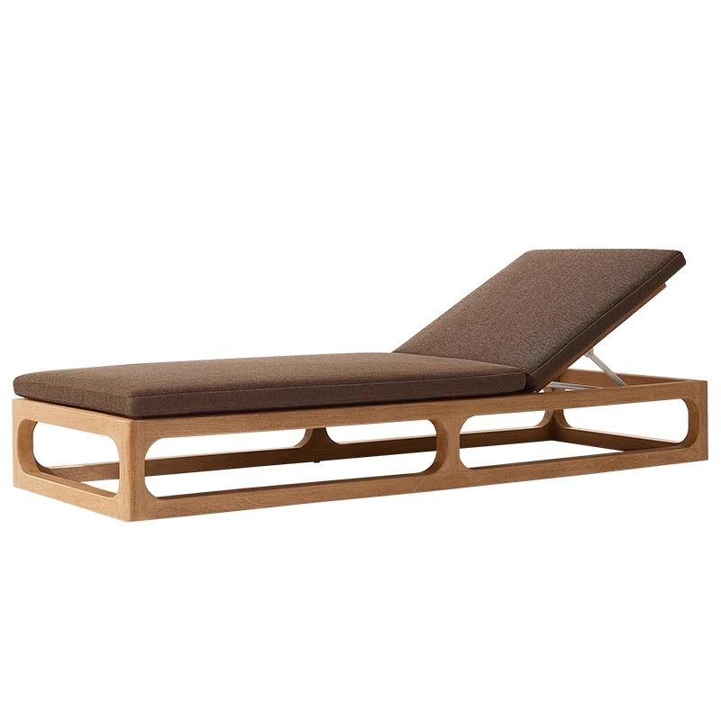 Cama de teca al aire libre patio terraza terraza silla de madera maciza silla de playa de madera impermeable al aire libre