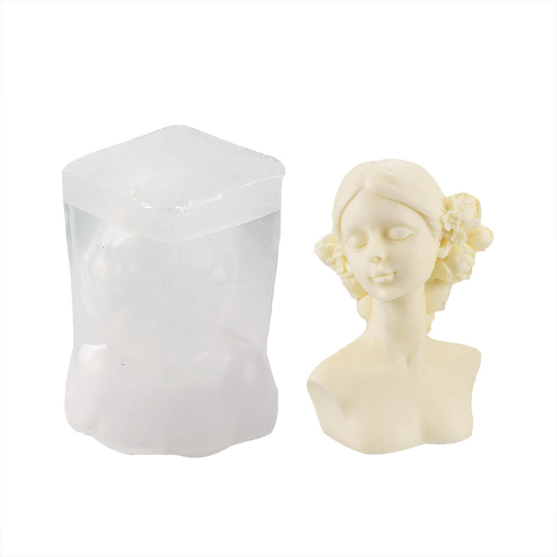 Ojos vendados chica yeso molde de silicona retrato vela decoración Cuerpo Humano ojo cerrado aromaterapia herramienta abrasiva fábrica directa en stock