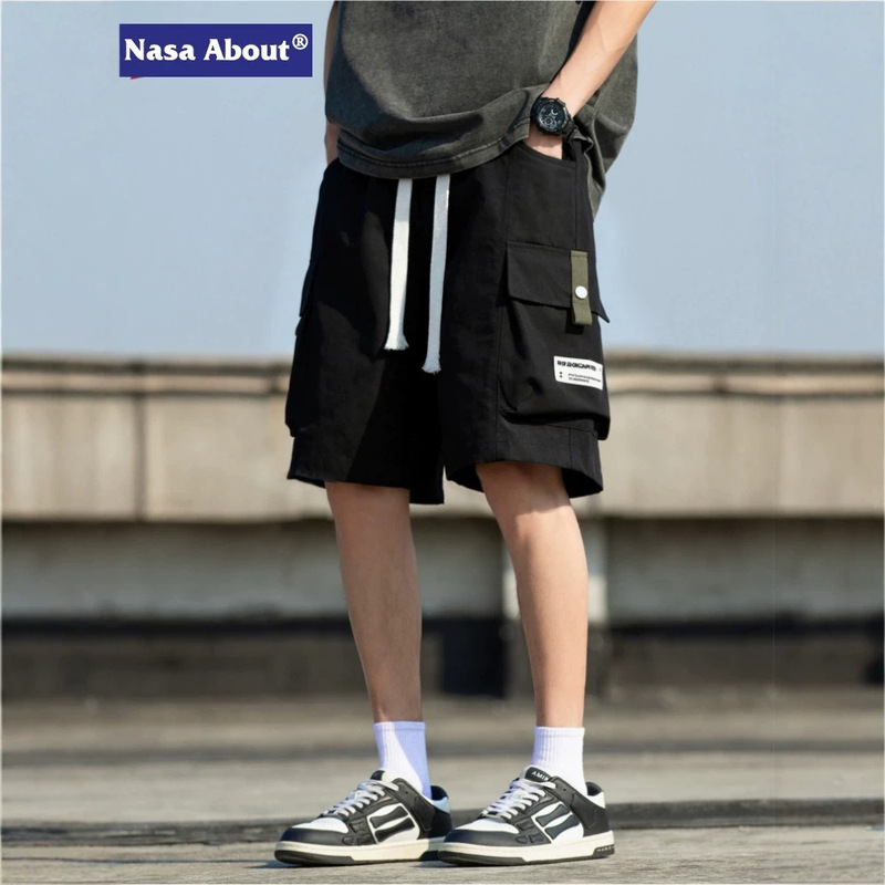 Nasa about American-Style Work Shorts for Men, Summer Loose Casual Multi-Pocket Outdoor Shorts, Ice Silk Five-Point Pants