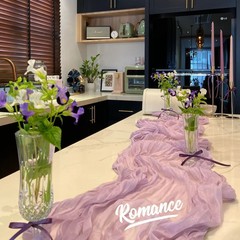 ドロップシッピングライトパープルバージアテーブルランナーレストラン誕生日宴会レイアウト装飾背景布写真撮影在庫あり