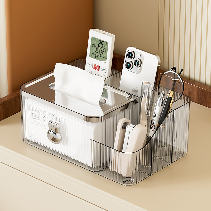 Caja de toallas de papel caja de almacenamiento de mesa de salón creativa caja de almacenamiento de mesa de lujo luz multifunción de almacenamiento de control remoto caja de extracción de papel