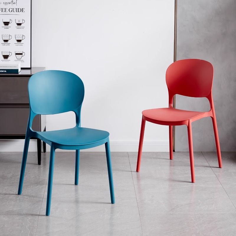 Macaron Plastic Chair One-piece Restaurant Backrest Chair Modern Simple Stool Household Big Head Round Back Dining Chair