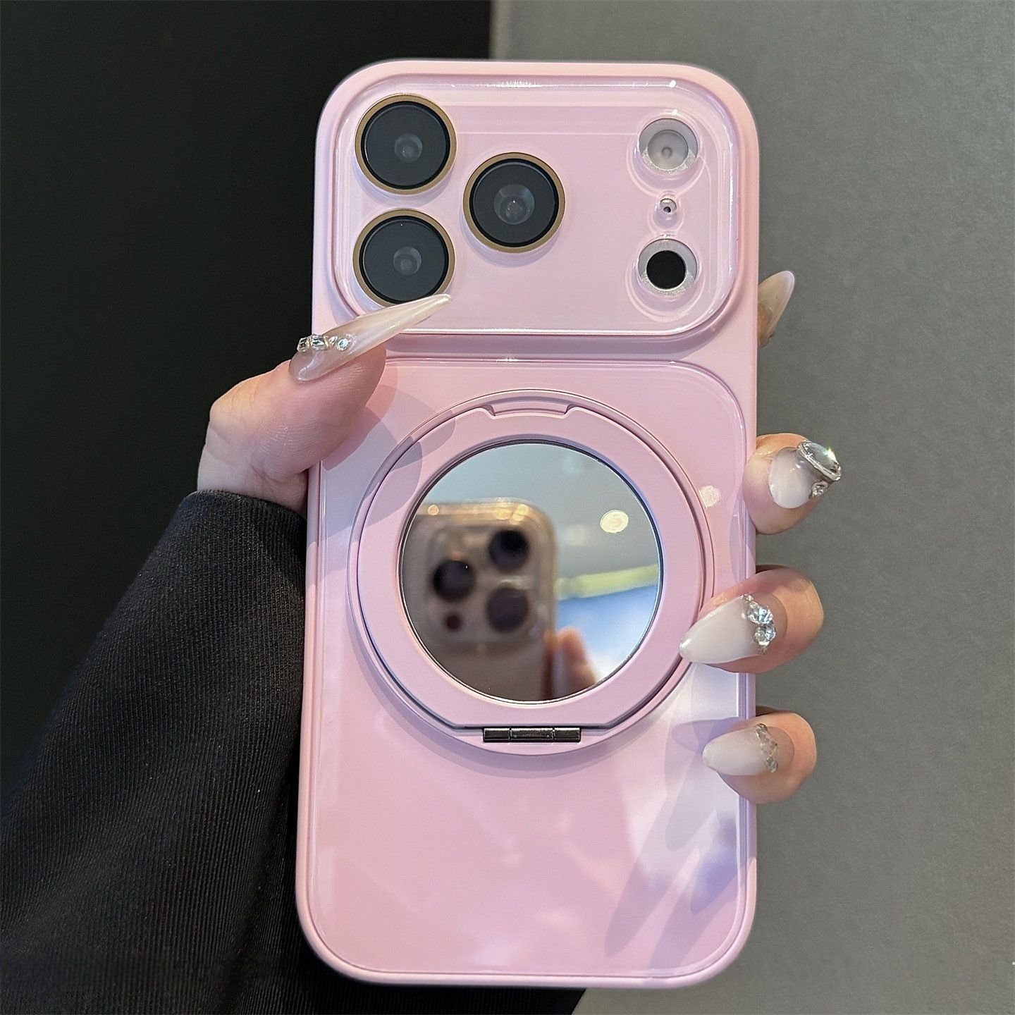 Funda Magnética de Vidrio para iPhone 17 Pro Max con Soporte Giratorio de Espejo, Antigolpes