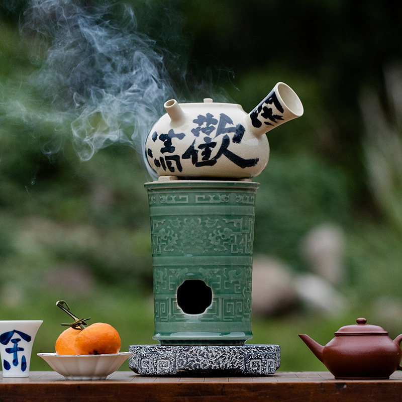 昌朴居围炉煮茶家用户外炭火炉中式煮茶炉整套茶烧水养生壶侧把壶