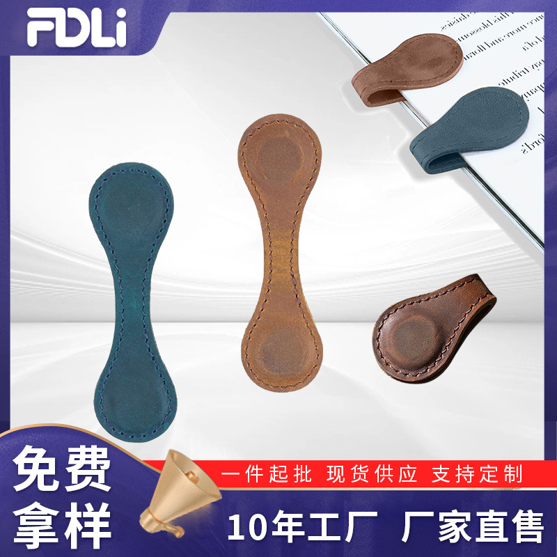 Feideli Amazon caliente de cuero genuino titular de libro magnético retro estudiante marca de lectura marcador titular de la cuenta de mano de doble cara