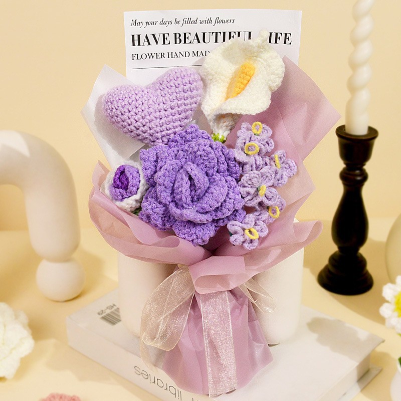 Flor de lana tejida a mano ramo de flores de girasoles flores de punto flor de simulación comercio exterior transfronterizo amazona