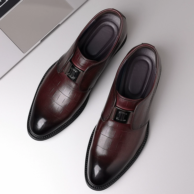 Мужские туфли в корейском стиле, британские туфли с острым носком, из натуральной кожи, для официальных мероприятий, свадебные туфли, деловые повседневные кожаные туфли.