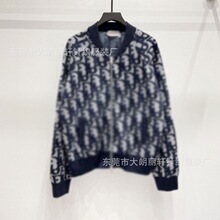 男女同款CD家秋装字母复古开衫春秋季满身D字母拉链针织毛线外套
