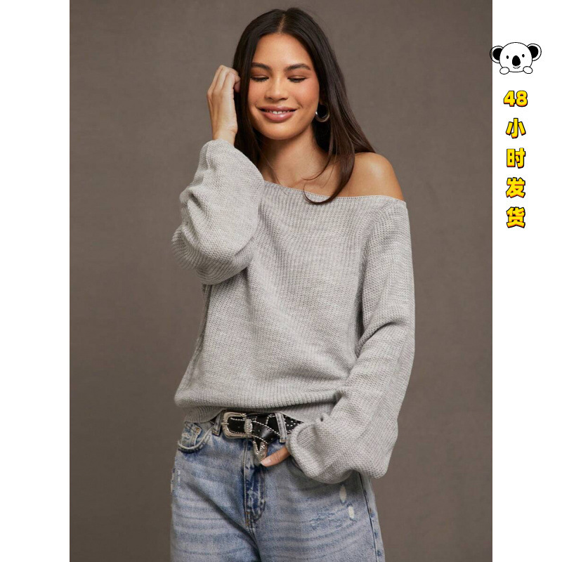 I 31659 One-shoulder Loose Knit Sweater I 31659 One-shoulder Loose Knit Sweater