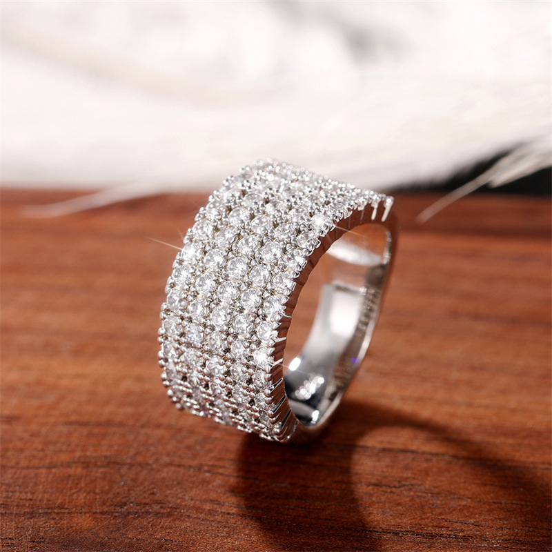 Women'S Gender Geometric Rings Copper Zircon Women'S Luxurious Rings