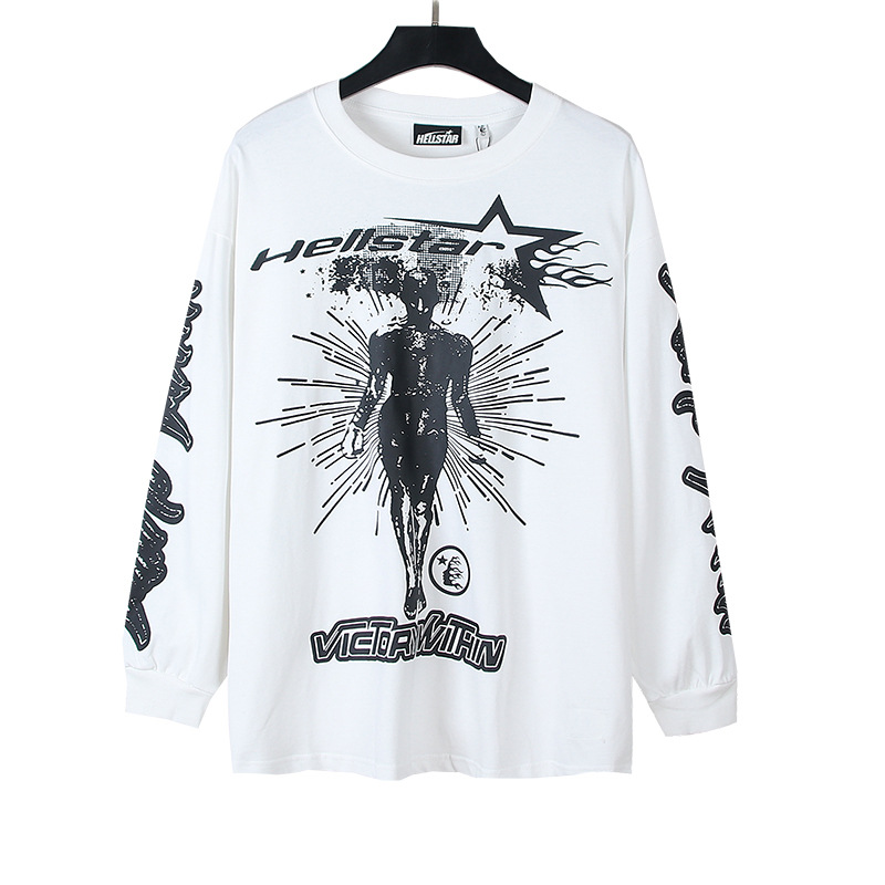 Venta al por mayor versión correcta pa marca de moda manga larga Camiseta palmera espalda Carta Grande logo manga de Batwing OS gota hombro superior