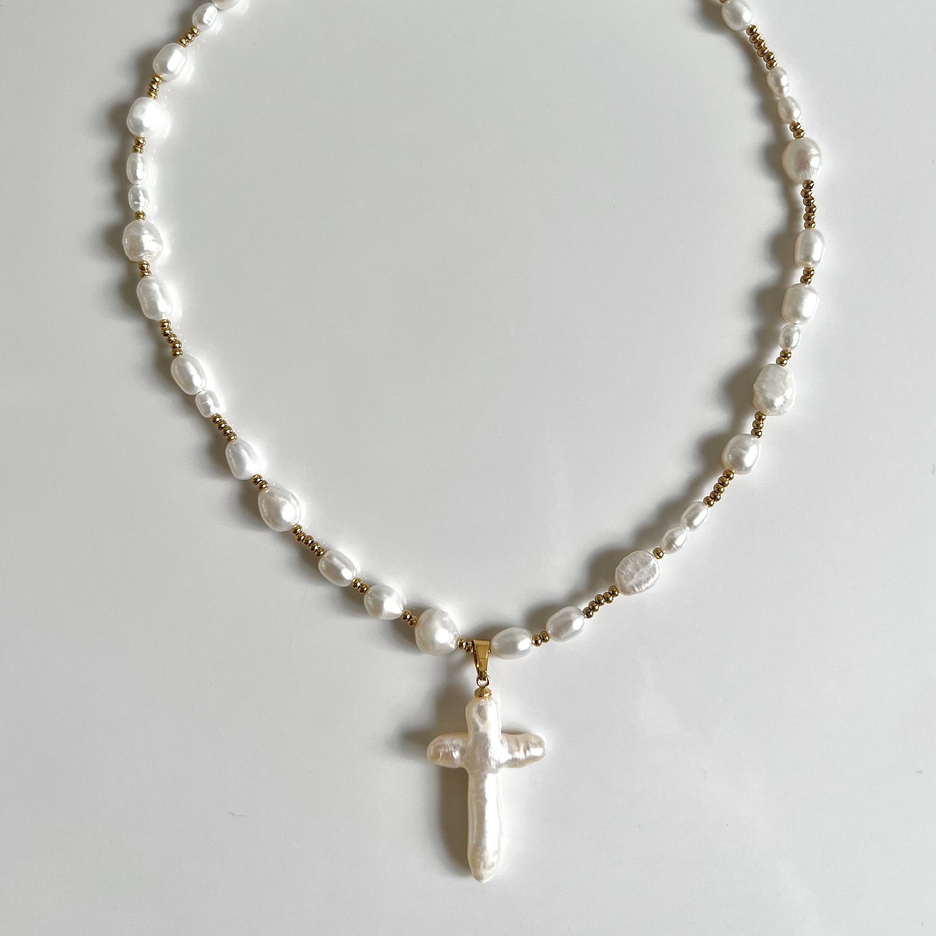 14g Weight Necklace Classification Retro Solid Color Freshwater Pearl Copper Wholesale Necklace