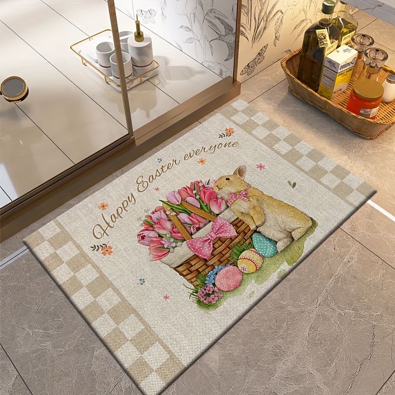 Transfronterizo de Amazon conejo de Pascua alfombra de piso decorativa Flor de camión alfombra de puerta de interior y exterior alfombra de pie de pasillo al por mayor