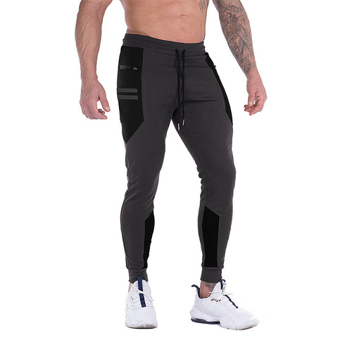  Foreign Trade Sports Pants Men's Quick-Drying Trousers Muscle Fitness Pants Running Reflective Training Squats Slim Fit Small Leg Pants