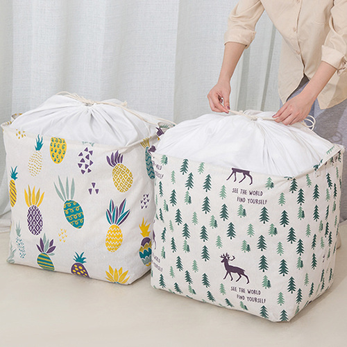 Giant messy clothes storage basket foldable toy storage box drawstring dirty clothes bin moving clothes bedding storage bag