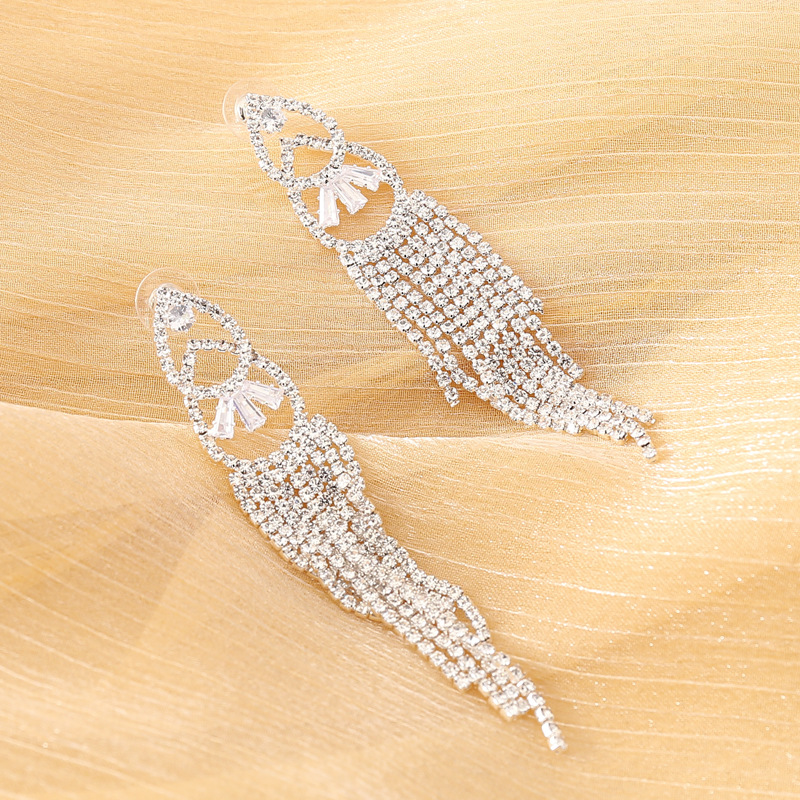 Boucles D&#39;oreilles Longues Pampilles En Diamant display picture 5