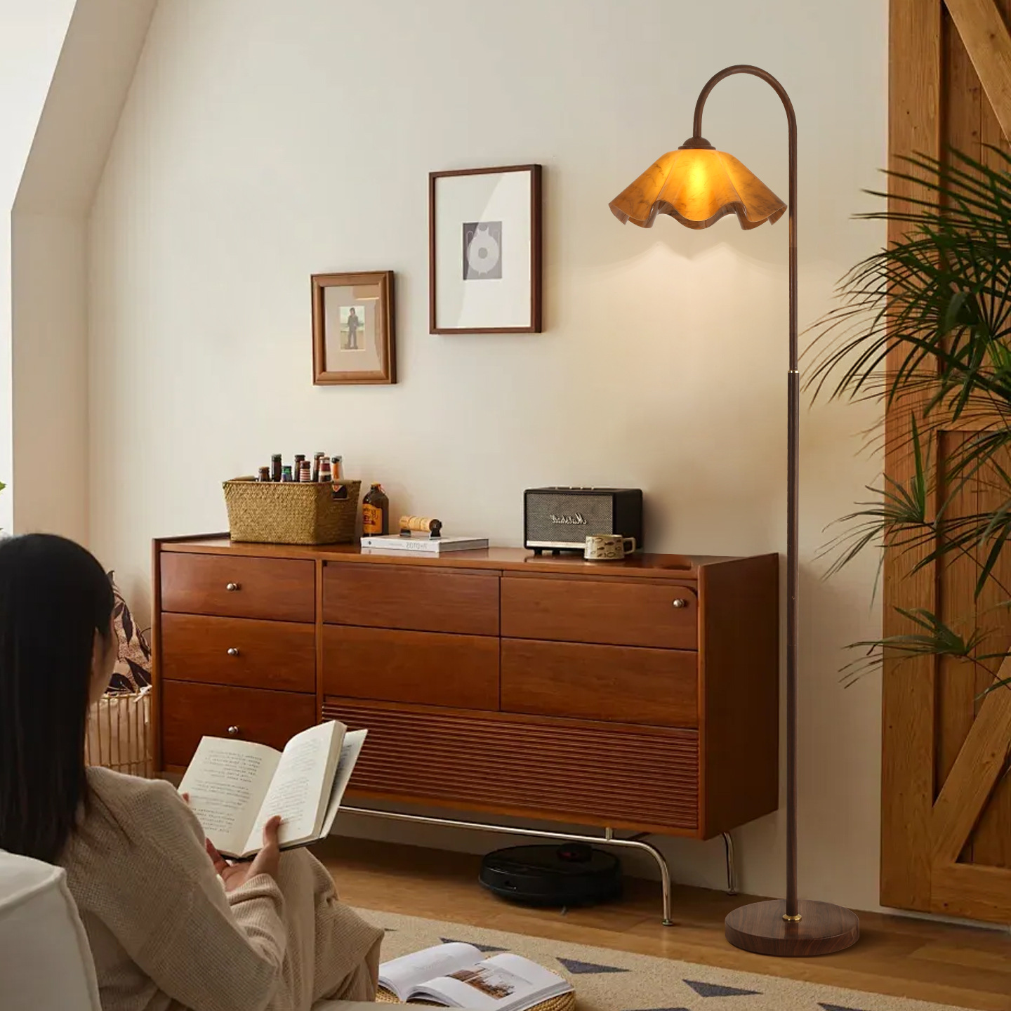 Luz de piso del dormitorio estilo antiguo simple sala de estar al lado de la luz de piso del sofá dormitorio cabecera atmósfera Zhongshan lámparas L138 image 2