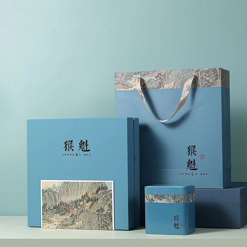 茶叶礼盒空盒 500克4罐一斤白茶黄金芽毛峰猴魁高档包装礼盒厂家