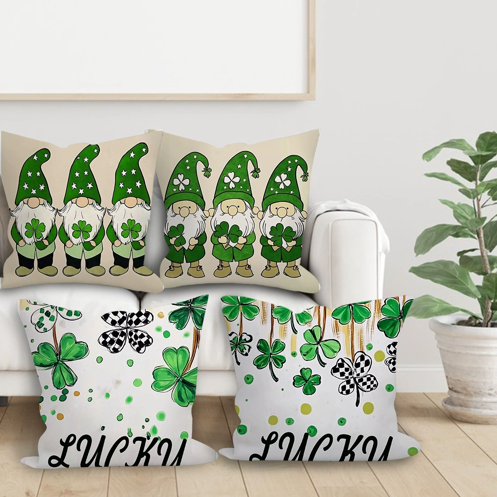 Кросс-бордэр INS Fashion Festival Peach Skin Velvet Decorative Pillowcase Home Sofa Lucky Letter Dwarf Print Pillow
